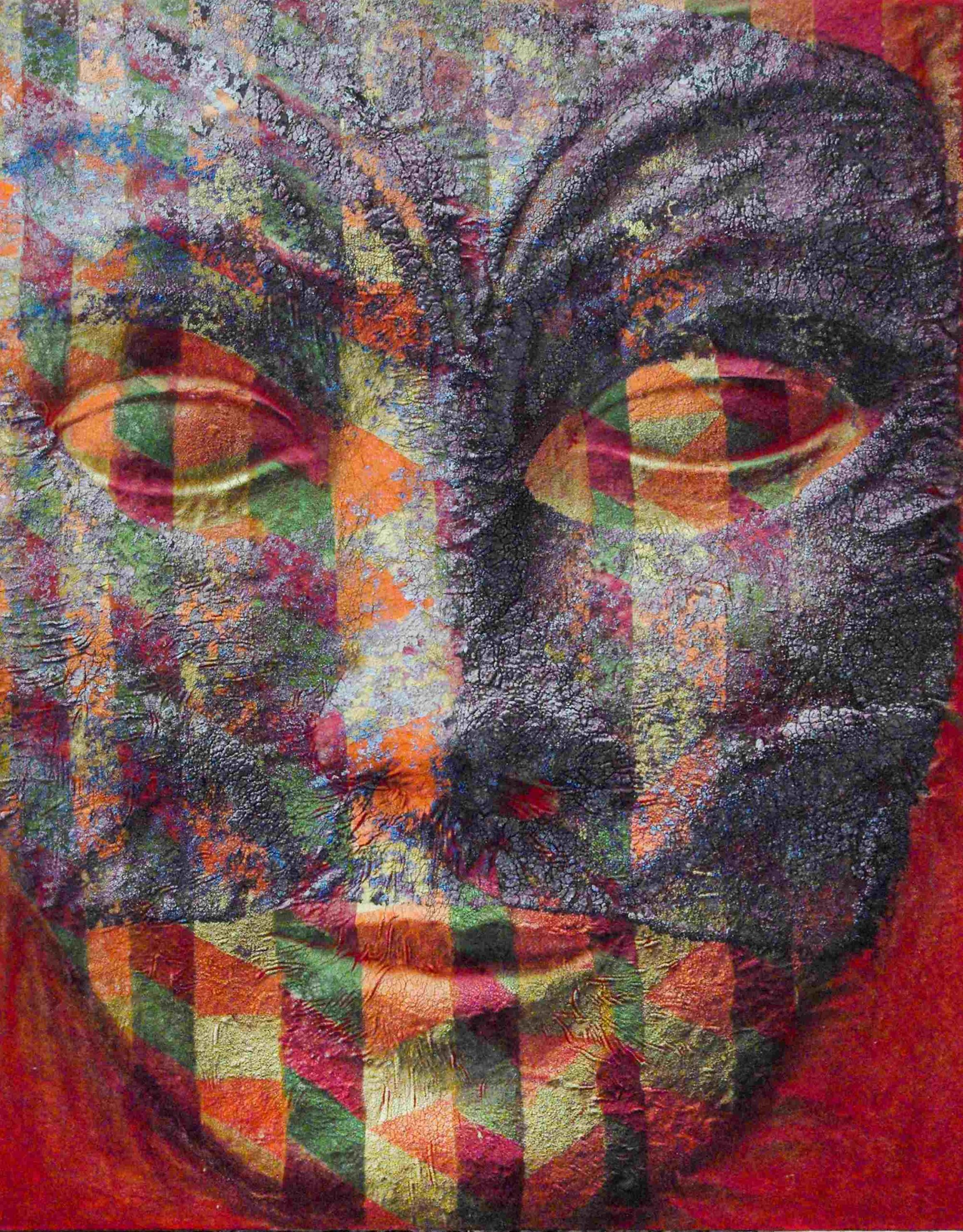 Mari Enzo_004_I due volti, 2007, frottage pittorico, cm 100x70